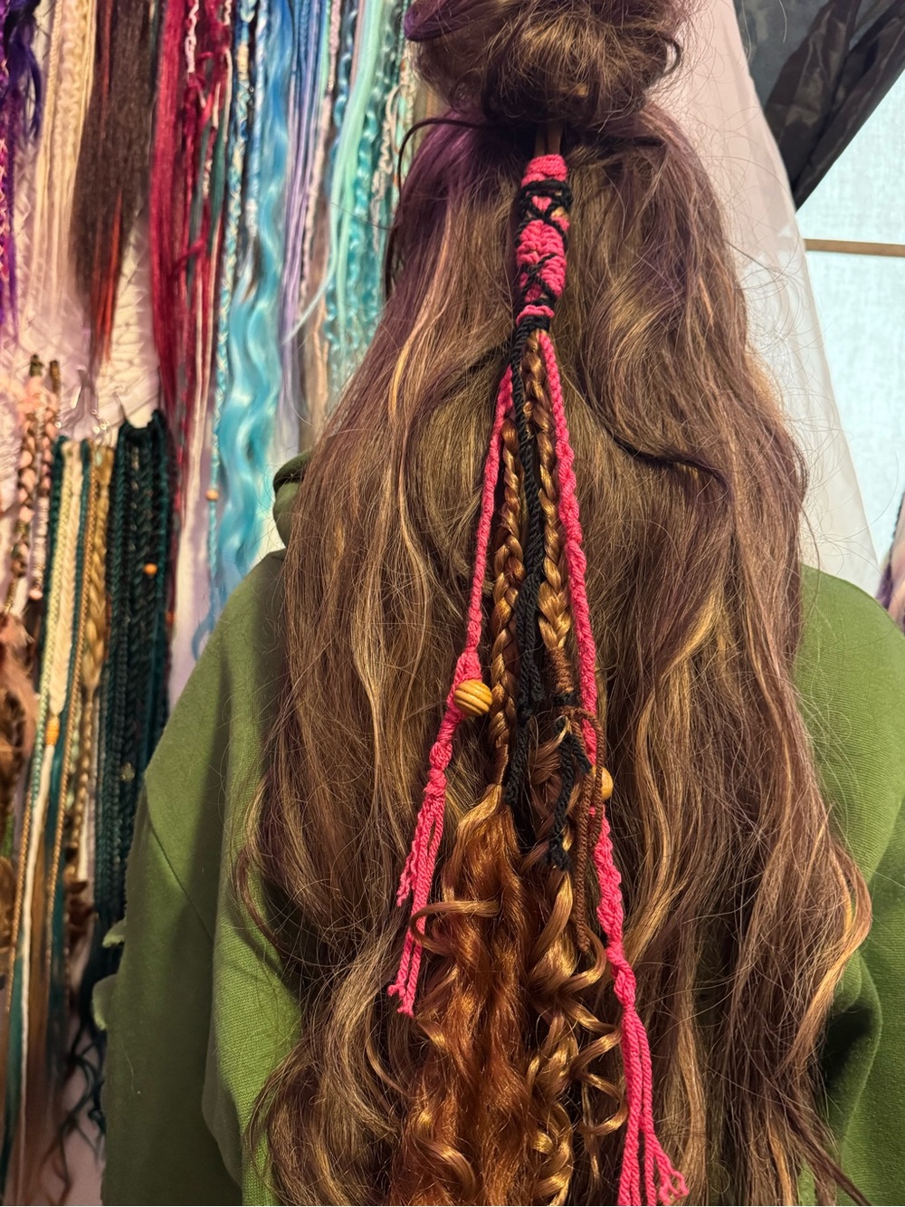 Boho Pink Braided Hair Extension Accessory for Women